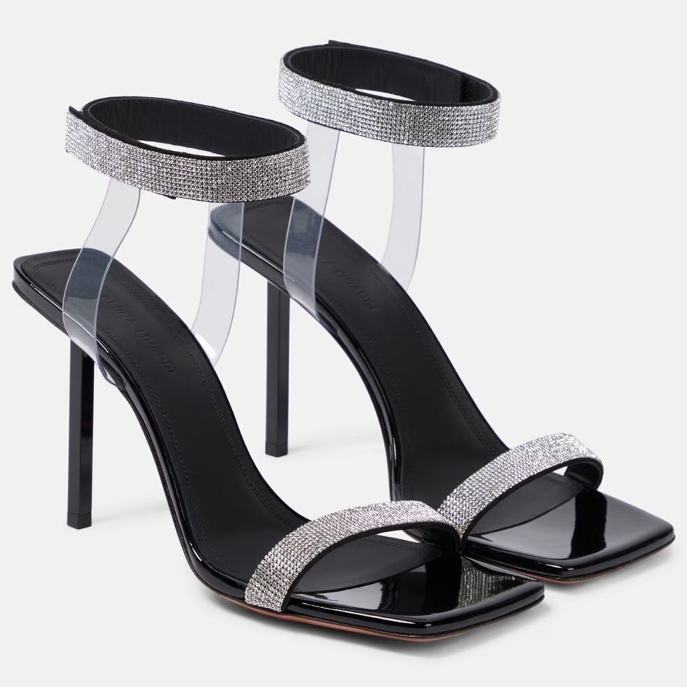 Amina Muaddi Rih 95mm crystal-embellished sandals size 36.5